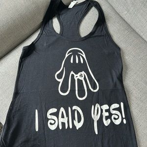 Black womens tank top and black men’s t shirt with graphic writing